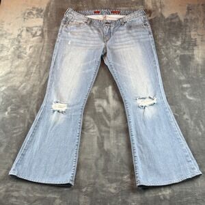 Express Women's Jeans Stella Fit & Flare Size 12L Mid Rise Light Wash Distressed